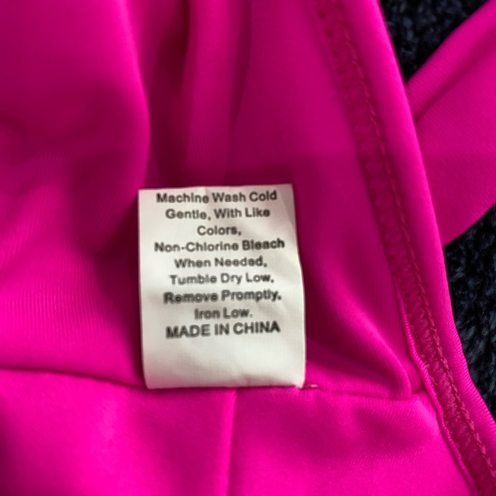 ⬇️PRICE DROP ⬇️ Hot Pink Cross Over Bra Top High Waisted Bikini Bottom-Size S - Picture 11 of 11